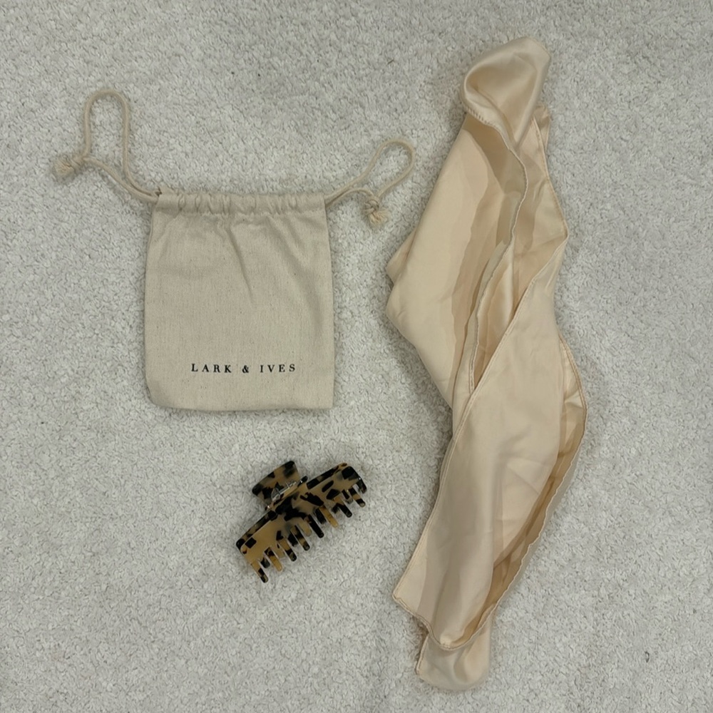 Satin Nude Scarf + Claw Clip Bundle